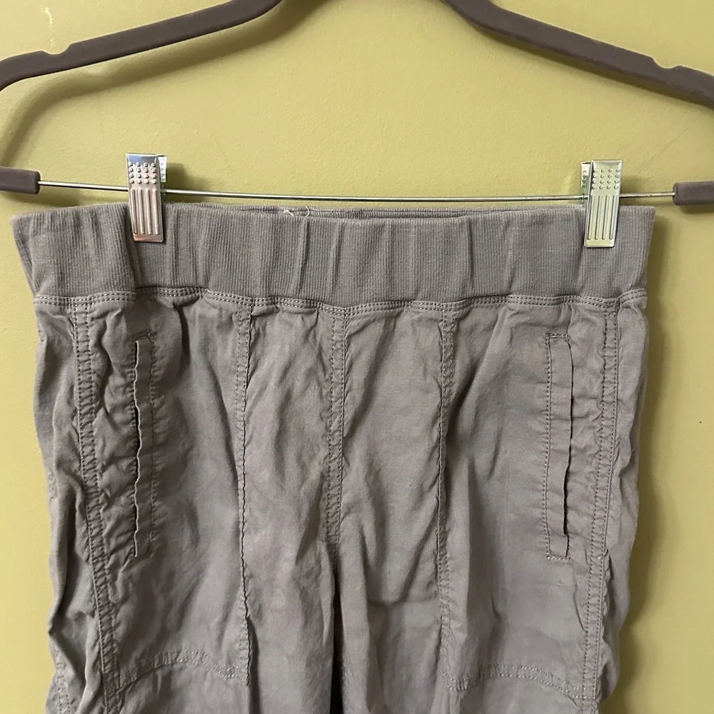 Eileen Fisher Petite PS Grey Elastic Waist Cargo‎ Jogger Pants Casual Utility